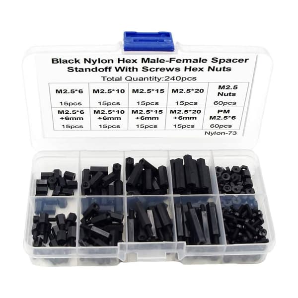240 stk Hanne Kvinne Hex Spacer Standoff Skruemutter Assorted