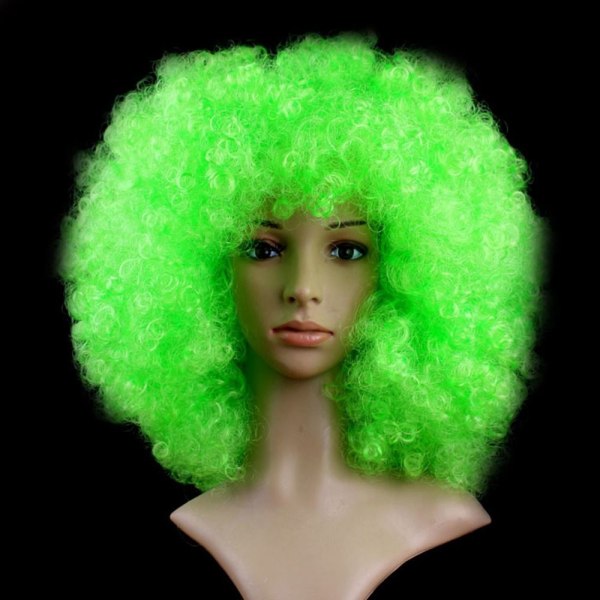 Musta Afro Curly Peruukki Värikkäät Peruukit VIHREÄ green