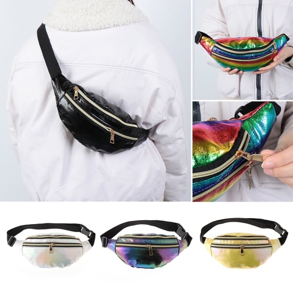 Laser Midjeväska Hip Bum Bag Fanny Pack VIT white