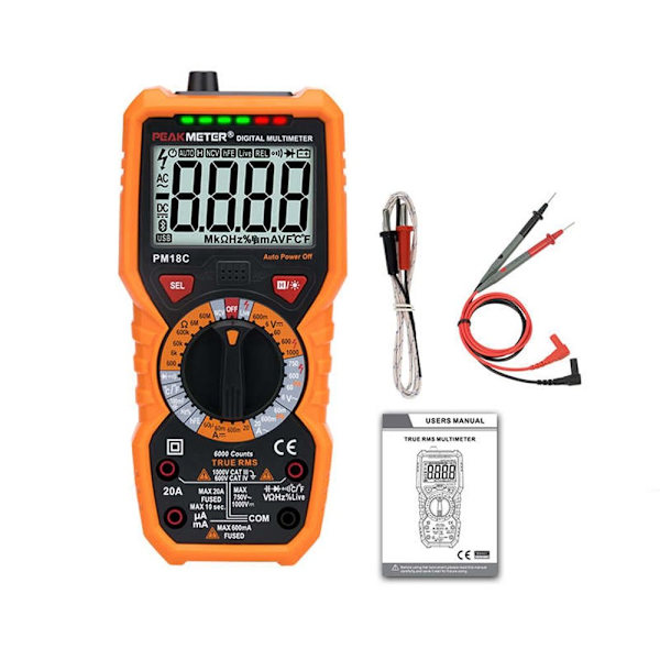 Digital Smart Multimeter Transistor Testere 6000 teller sann RMS