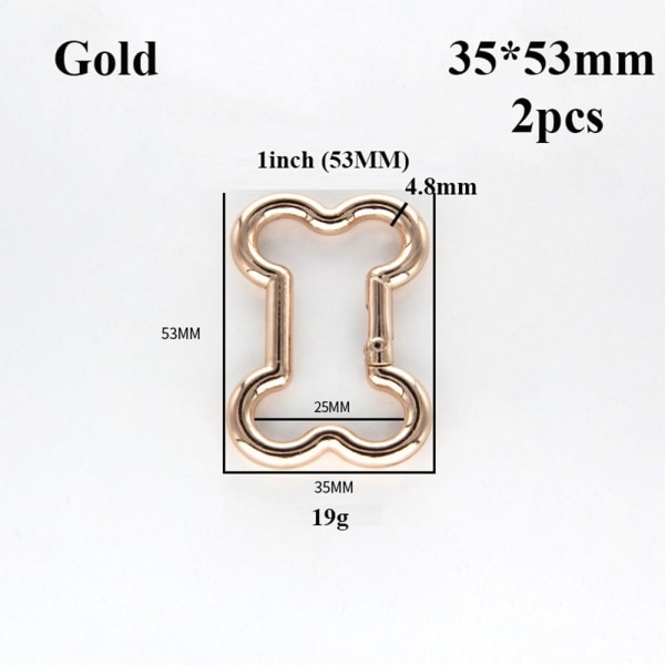 2kpl Jousirengas Soljet Karabiini Kukkarot Käsilaukut GOLD 35X53MM Gold 35x53mm