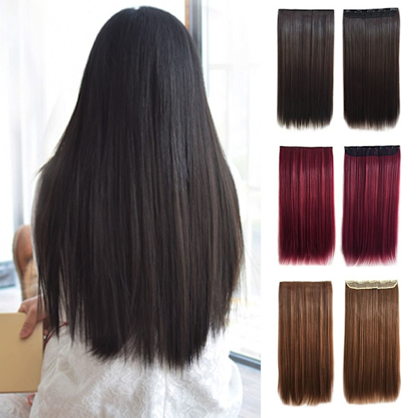 Peruk med rakt hår MÖRKBRUNT dark brown