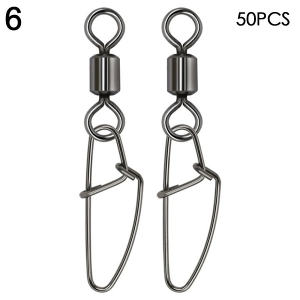 50 st Fishing Snap Connector med Pin Rolling Swivel 6 6 6