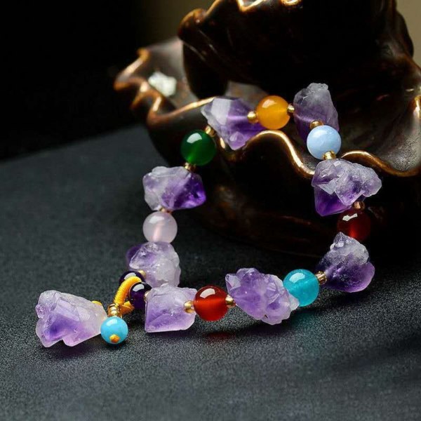 Naturlig krystallarmbånd Lavendel Ametyst Bangle Beaded
