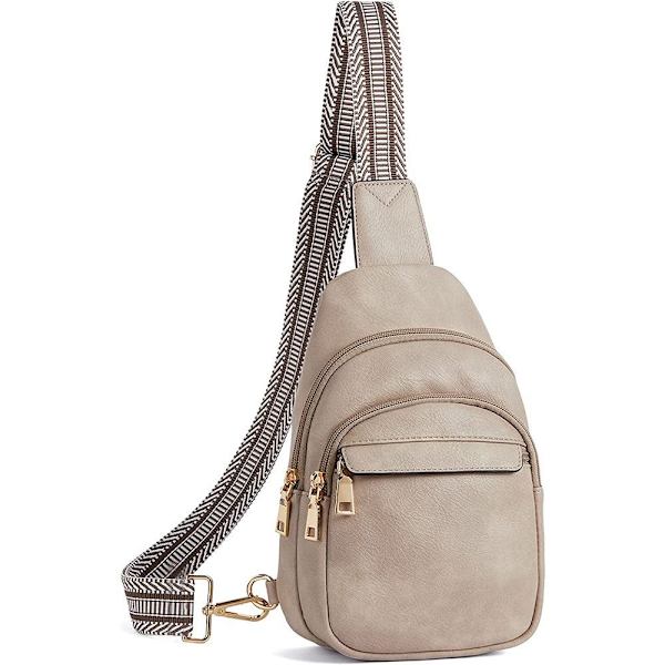 Läder Crossbody-väska Solid Fanny Pack SILVERGRÅ silver grey