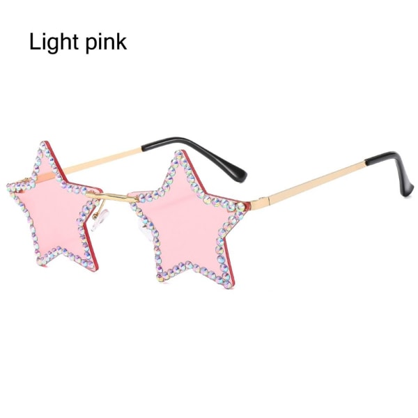 Stjerneformede solbriller Rhinestone Pentagon solbriller LIGHT Light pink