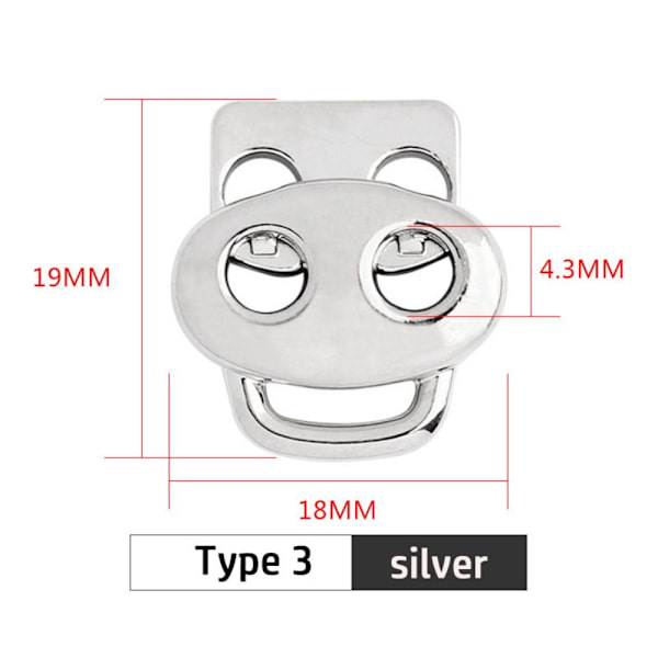 10 st/förpackning Fjäderspänne Sladdlås SILVER 3 3 silver 3-3