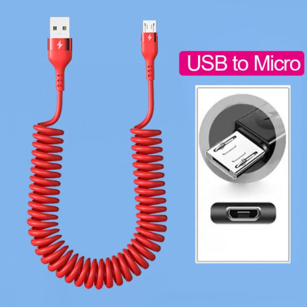 Spring Data Cable Matkapuhelimen latauskaapeli PUNAINEN 1MMICRO USB Red 1mMicro USB-Micro USB