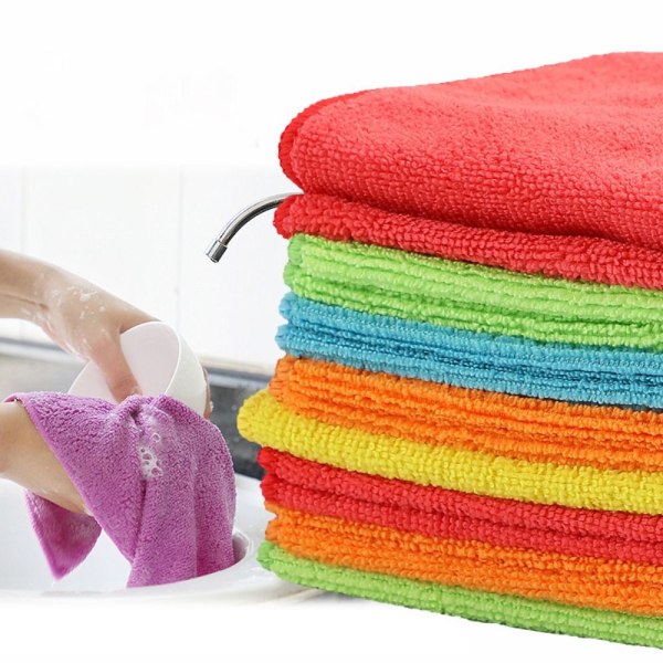 5 STK Mikrofiber rengøringsklude Rensehåndklæder RØD Red