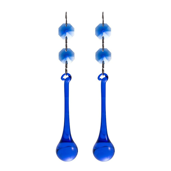 2 STK Regndråbe Pendel Krystal Pendel BLÅ Blue