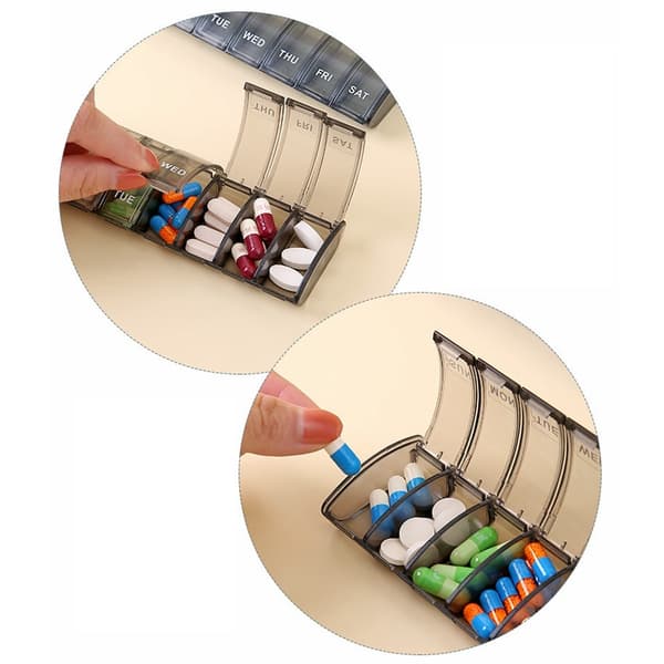 One Week Medicine Kit 7-grid Medisin Box GRÅ Grey