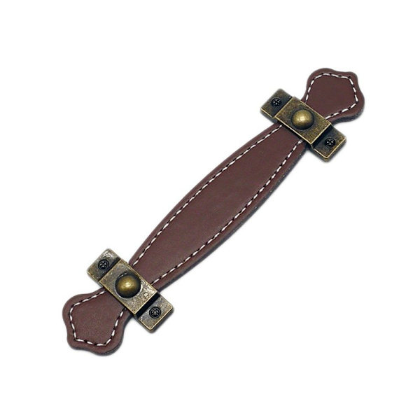 Zinklegering Läderhandtag Läderbox Handtag LJUSBRUN 96MM Light Brown 96mm-96mm