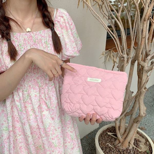 Quiltad sminkväska Resetoalettväska ROSA pink