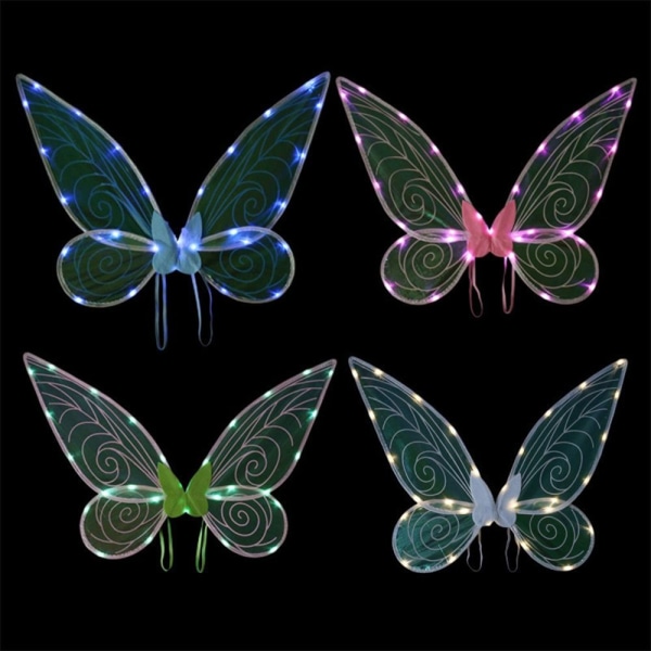 1 Sæt LED Fairy Wings Sommerfuglevinger HVID white
