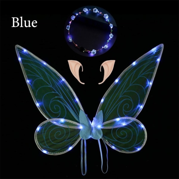 1 Sæt LED Fairy Wings Sommerfuglevinger BLÅ blue