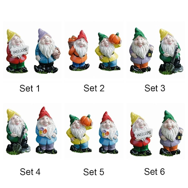 2 STK Mini Gnome Figurer Miniatyr Dverger Statue 2 2 2