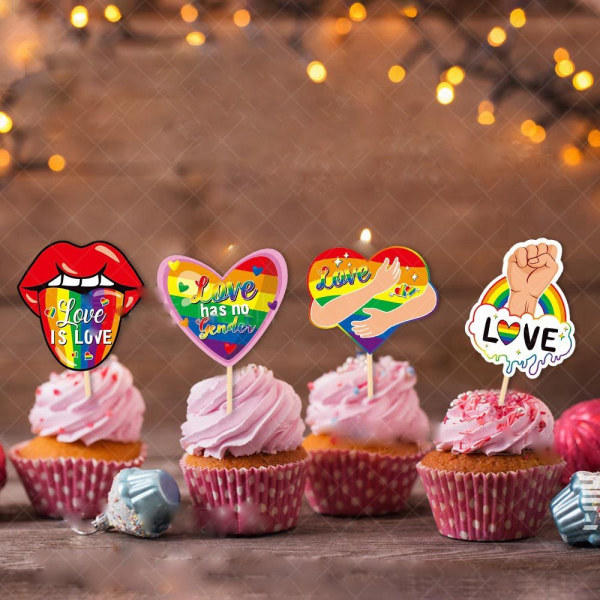 20 stk Cupcake Toppers Rainbow Party Kage Decor 20pcs