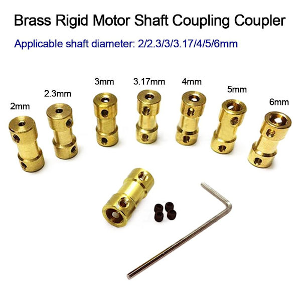 Mässing flexibelt kontaktdon Motoraxel 2,3MM-2MM 2.3mm-2mm