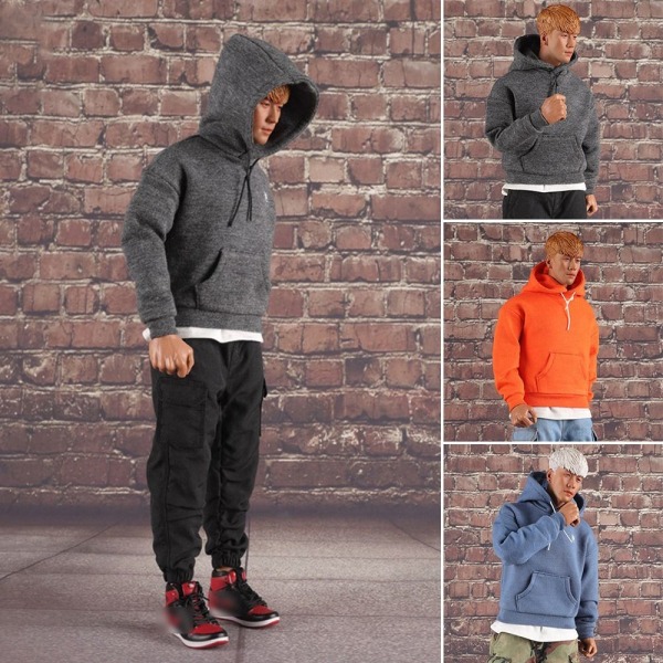 1/6 Miniature Tøj Soldat Casual Pullover GRÅ Grey