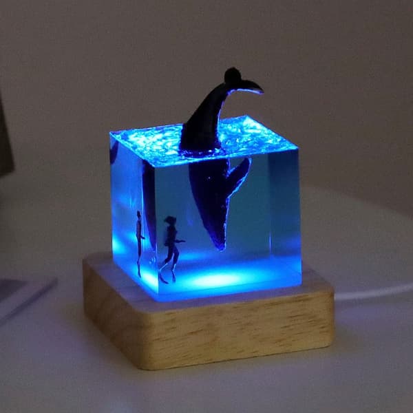 Shark Diver Decoration LED Nattlys D D D