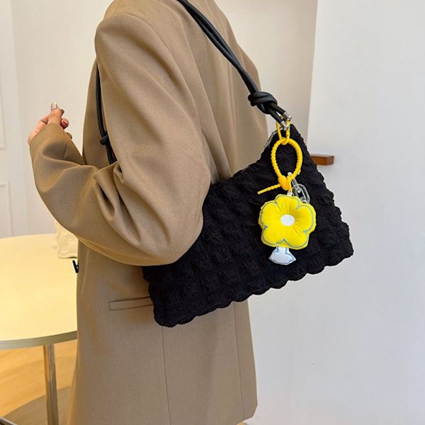 Plaid Tote Bag Cloud Armpit Bag GUL yellow
