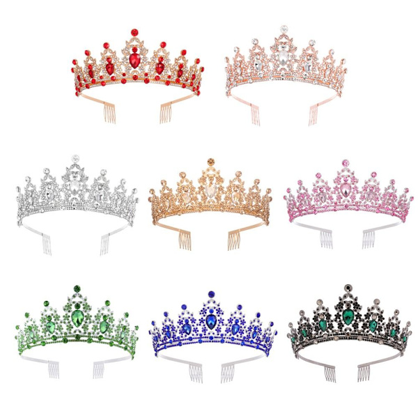 Ylellinen barokkityylinen vintage morsiamenkruunu tiara MUSTA Black