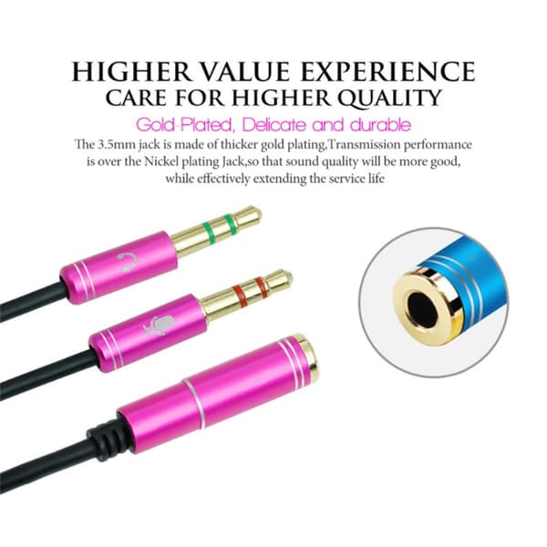 2 Stk Audio Kabel Audio Adapter Kabel SORT Black