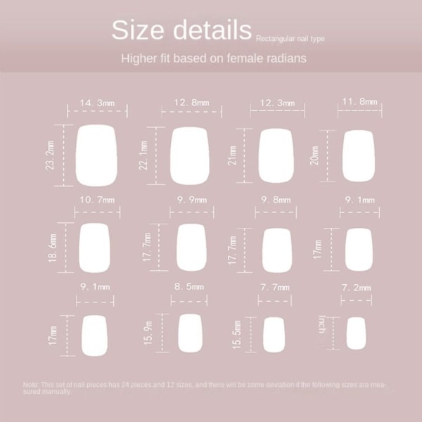 24stk False Nails Long Square French JP2393