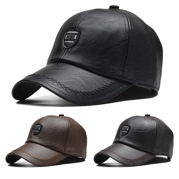 Læder Baseball Caps Termo Hatte SORT black