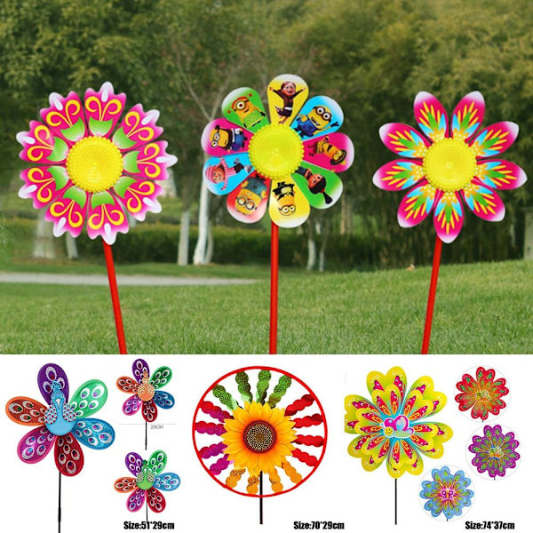 Färgglada djurväderkvarnar Layout Pinwheels Leksaker 3 3 3