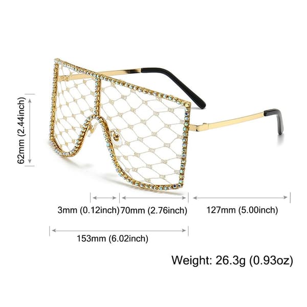 Rhinestone Mesh Glasses Y2K Solbriller C5 C5 C5