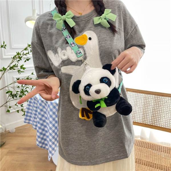 Plysj Panda Crossbody Bag Messenger Bag 2 2 2