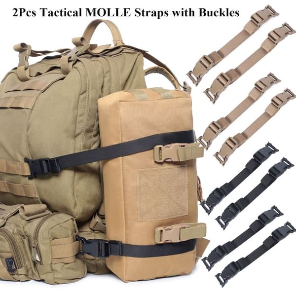 2stk Tactical MOLLE Stropper Kompresjonsstropper SVART Black