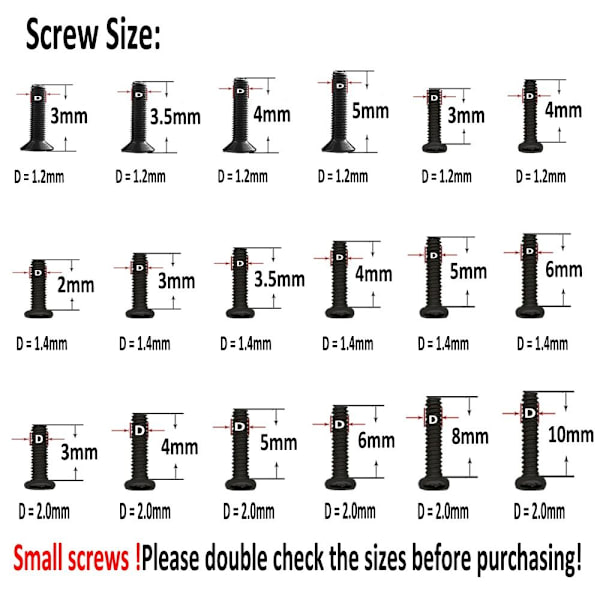 Small Screws Mini Screws Sortiment Kit Micro Screws Set