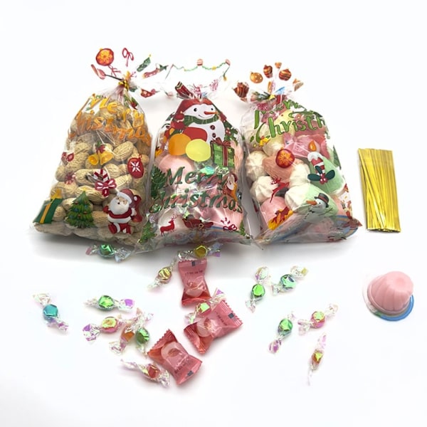 50st julgodispåsar Xmasförpackningspåsar Cookiepresentpåsar