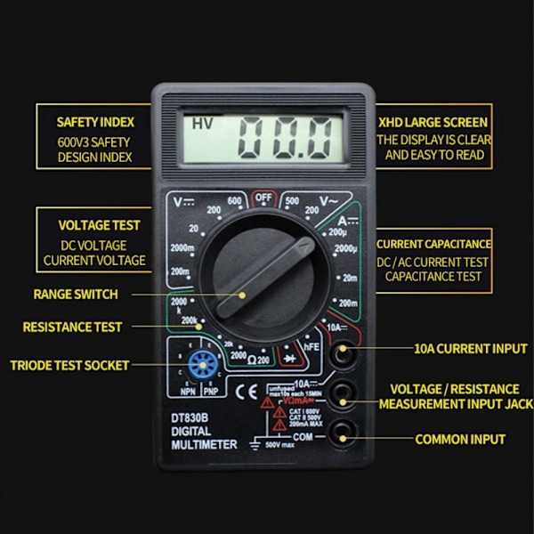 Digitalt Multimeter Voltmeter Multi-Meter