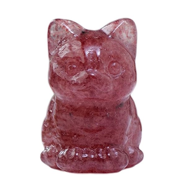 Natural Crystal Cat Figurine Fortune Cat Statue 1 1 1