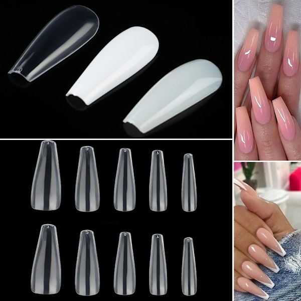 100 stk/æske falske neglespidser Kiste falske negle CLEAR-100STK-BOX Clear-100PCS-Box