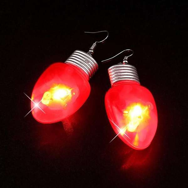 Jul LED Flash Øreringe Glødende Øreringe RØD VANDRESTOK Red walking stick