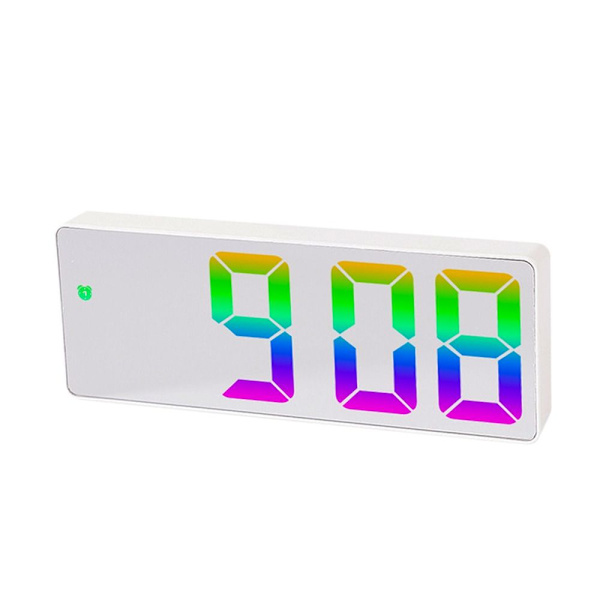Led Mirror Digital Vekkerklokke Nattmodus Bordklokke HVIT White White Shell C-White Shell C