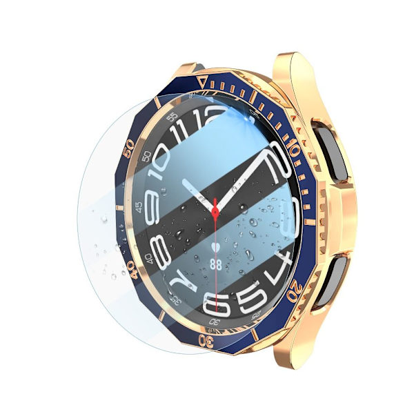 Veske+ Bezel Ring + Skjermbeskytter i herdet glass BLÅ&GULLT 43MM blue&gold 43MM