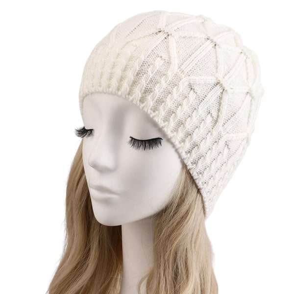 Cuff Knit Beanie Knitting Cap Hattu VALKOINEN white