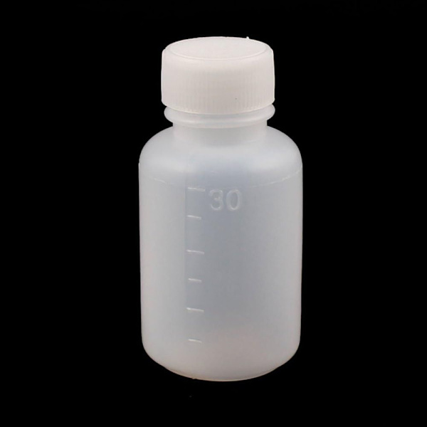 50 st Små Plastflaskor Provflaskor Graderad Lab