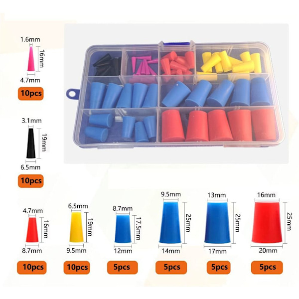 120 kpl kumitulppasarja Stopper Plug silikonia 120pcs