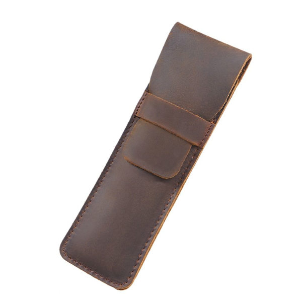 Retro læder penneholder Brun fyldepennepose BRUN SMALL Brown Small-Small
