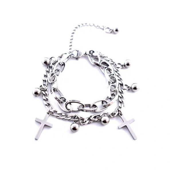 Metal armbånd Punk Hip Hop armbånd Titanium stål armbånd Silver 22cm