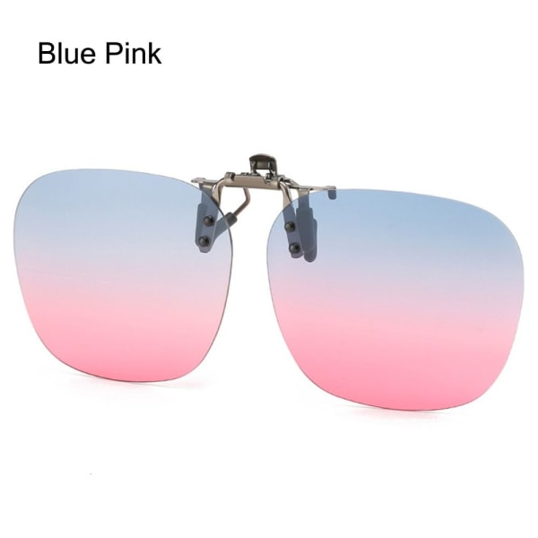 Clip-On polariserade solglasögon Flip-up solglasögon för Blue Pink