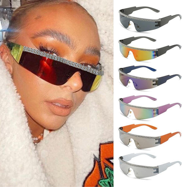 Y2K aurinkolasit Wrap Auringon lasit SILVER Silver