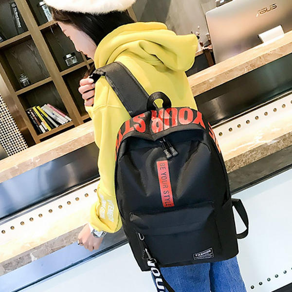 Stor kapacitet ryggsäck Teenage Pure Color skolväska black
