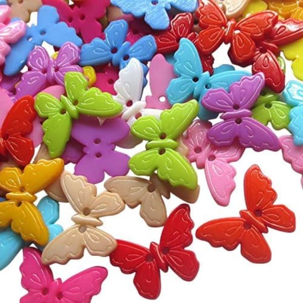 Butterfly Plast Buttons Assorted Butterfly Shape Buttons Mix